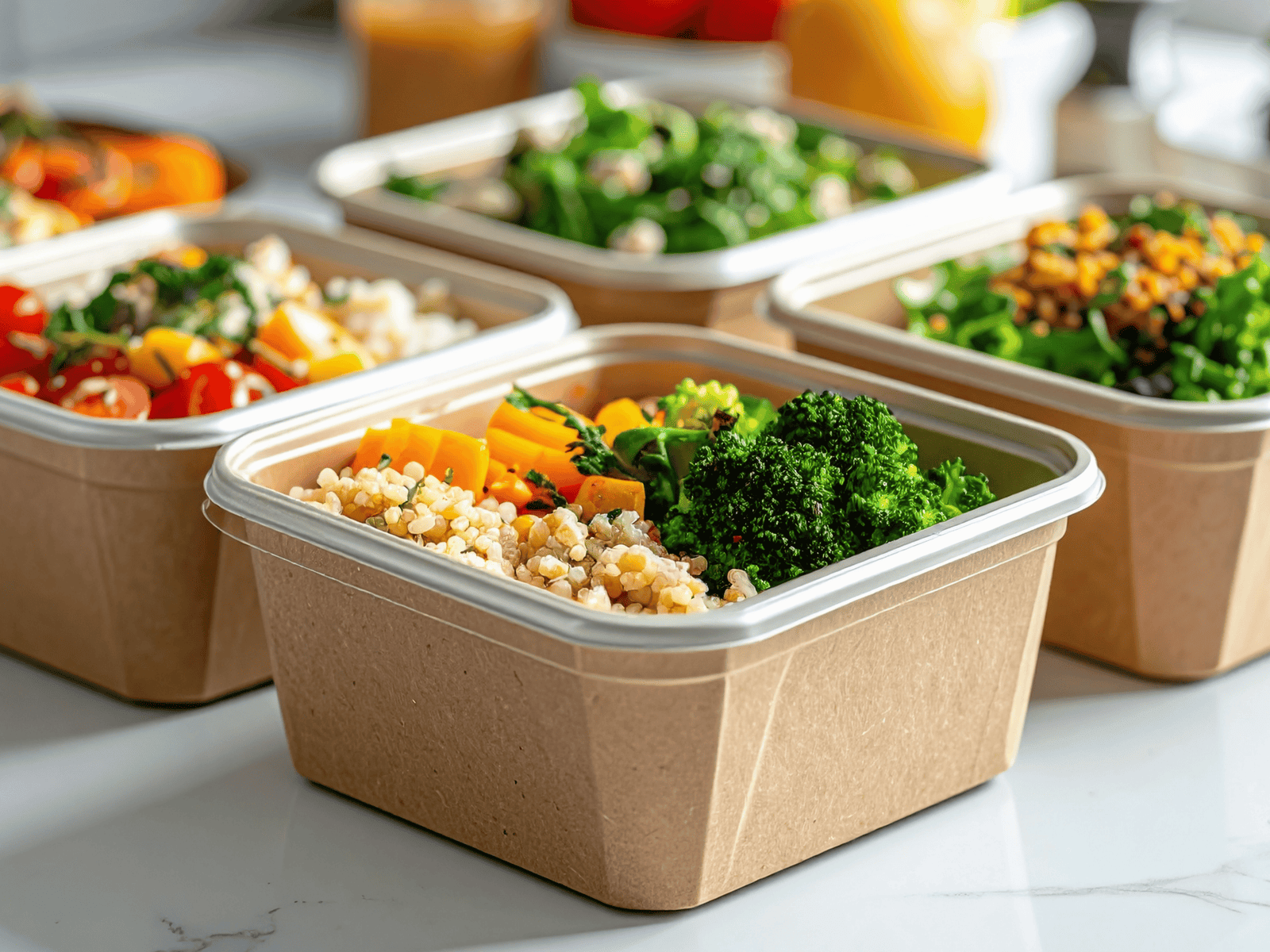 Weekly meal prep trays from Audrey's Kitchen