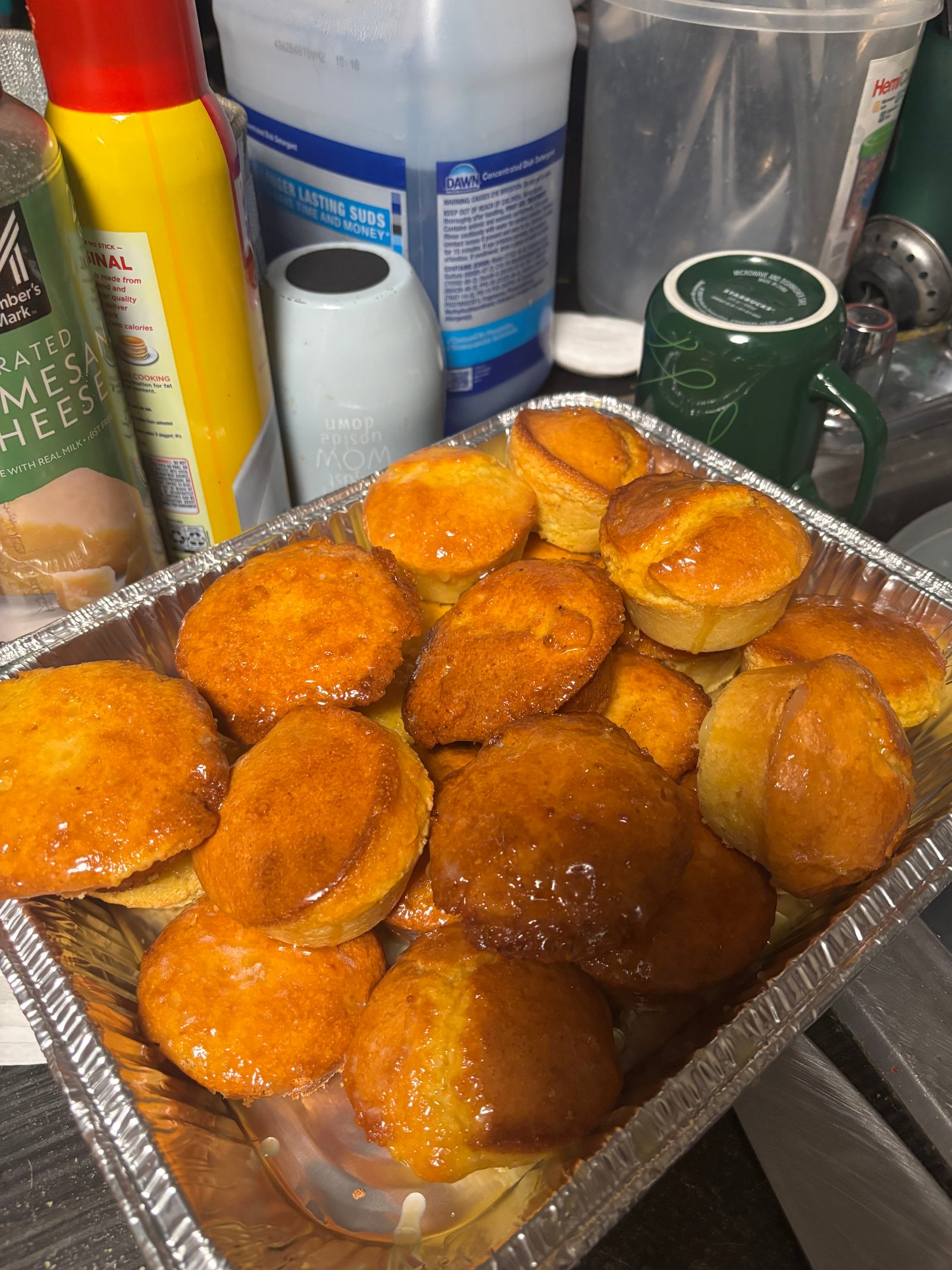 Generous family-style food presentation